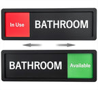 Bathroom Sign – In Use/Available Slide Switch Sign, Premium Durable Acrylic Material, Super Strong Self-Adhesive, Quick Installation, Suitable For Your Home And Business (9×3 Inches, Black)