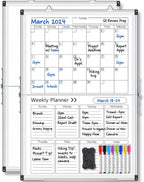 Lincia Dry Erase Calendar for Wall Undated Dry Erase Calendar Planner Aluminum Frame Whiteboard for Home Office Projects Wall Fridge (Vertical Monthly and Weekly,24" X 32")