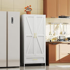 SUPEER Metal Wardrobe Cabinet with 1 Drawer and Hanging Rod, 70.9" H Metal Closet Cabient with Adjustable Shelf for Bedroom, Laundry Room, Home,Office,Installation Required,White