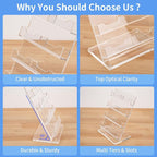NIUBEE Acrylic Business Card Holder 8 Slots - Double Capacity Business Card Stand for Desk, 4 Tier Clear Gift Card Display for Office, Event, Exhibition