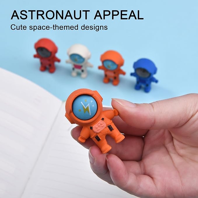 20Pcs Outer Space Themed Erasers for Kids Bulk, Kawaii Cute Spaceman Eraser for School Classroom Supplies Party Favors
