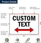 Custom Two Way Arrow Directional Sign by My Sign Center - 10x14 Inches, 55 mil Thick HDPE (High Density Polyethylene), Made in USA