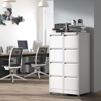 IKIMI 4 Drawer Locking File Cabinet with Wheels,White Metal Mobile Filing Cabinets,Vertical File Cabinet for Home Office,Heavy Duty Rolling Storage Cabinet for A4/Letter/Legal Size,Assembly Required