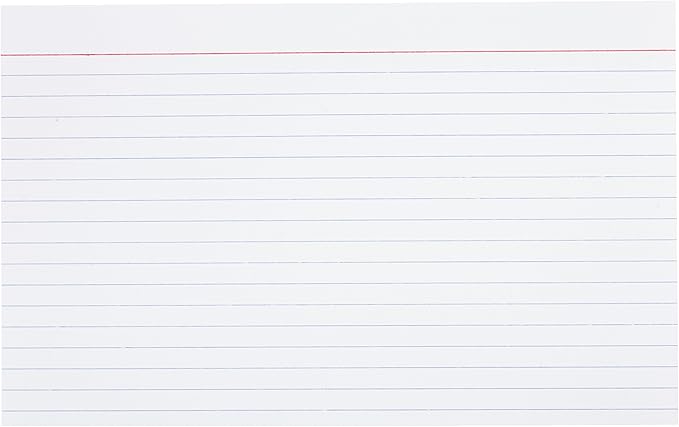 Amazon Basics Ruled Lined Index Note Cards, 500 Count, 5 Pack of 100, White, 5 in x 8 in