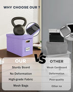 Oterri File Organizer Box with Lid, Hanging Filing File Box with Mesh Pocket, Document Organizer Box for Letter Files, Portable Storage Box with Smooth Sliding Rail for Office&Home (1 PCS, Lavender)
