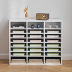 VEVOR Literature Organizer, 24 Compartments Office Mailbox with Adjustable Shelves, Wooden Mailbox Sorter Medium Density Fiberboard Office Home Classroom Storage for Files, Documents, Papers, White