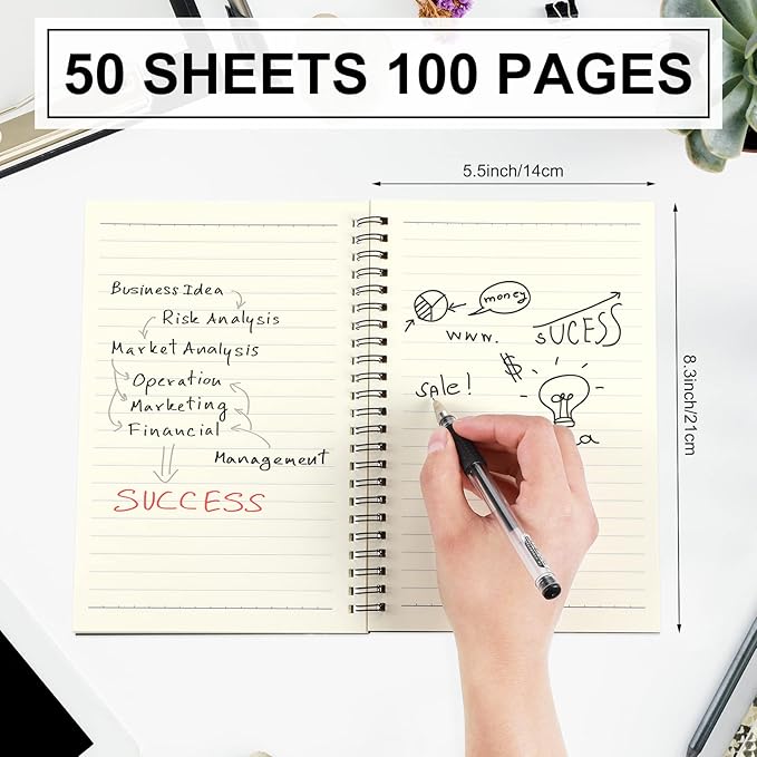 Yahenda 108 Pcs Spiral Notebook Bulk A5 Journal Lined 8.3'' x 5.5'' Writing Composition Paper Small Notepad Subject Notebook for Students Office Business Back to School Supplies (Black)