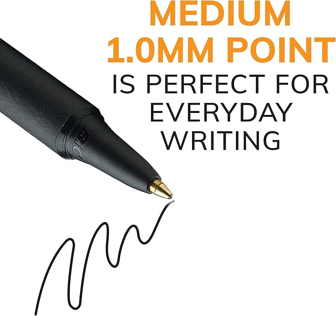 BIC Soft Feel Ballpoint Pen with 1.0 mm Medium Point and Retractable Design, 6-Count in Black Ink