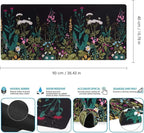 iCasso Desk Mat, Big Desk Pad, XXL Extended Gaming Mouse Pad, Large Mouse Pad for Desk Protector, Rubber Base Mousepad with Stitched Edges, Keyboard Mouse Mat for Work, Game, Office, Home - Weeds