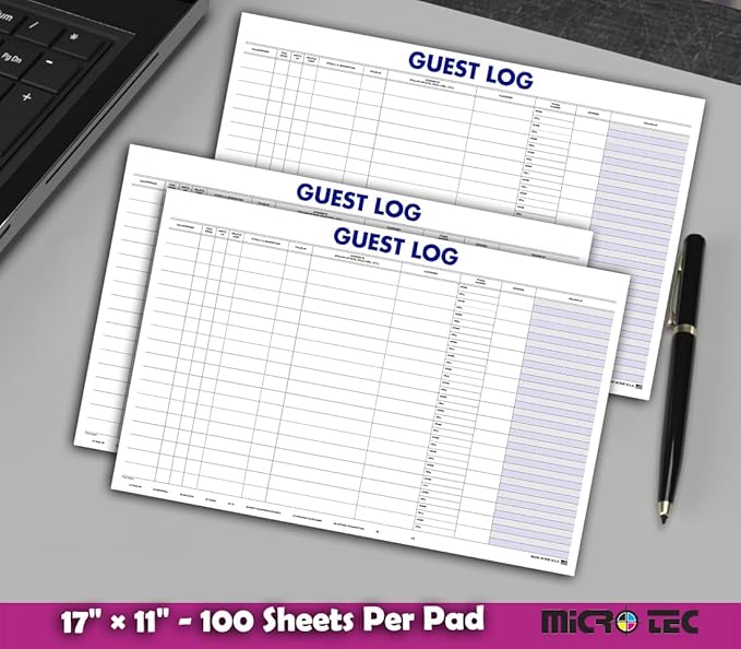 Guest Log Book for Automotive Dealerships – Customer Sign-in Tracking Log – 17" × 11" Visitor Registration Book – 100-Sheet Pad for Auto Service Centers, Repair Shops, Lead Management - 3 Pad
