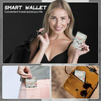 BWEGRHE Cute Credit Card Holder with Zipper, Cat Flowers RFID-Blocking Card Case Small Wallet for Women Men, Multi-slot Card Organizer Case Travel Accordion Wallet
