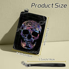 BWEGRHE Small Travel Wallets, Shackle Skull Slim Minimalist Front Pocket Wallet with Wristlet, RFID Blocking PU Leather Credit Card Holder with ID Window Change Purse for Men Women