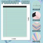 Fuutreo 8 Pcs 8.5'' x 11'' Colored Legal Pad Writing Pads Narrow Ruled 50 Sheets Per Notepad Perforated Writing Notepad Office Supplies for College Office Business (Childlike Color)