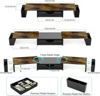 Spacrea Metal Desk Organizers and Accessories, Dual Monitor Stand Riser with Drawer and 2 Pen Holders, Desk Accessories & Workspace Desktop Organizers for Office Supplies (Wood)