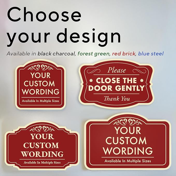 Custom Decorative Outdoor Metal Sign - Personalized Aluminum Driveway Sign, Waterproof, Made in USA - Design 2 Red Brick 10x7 In