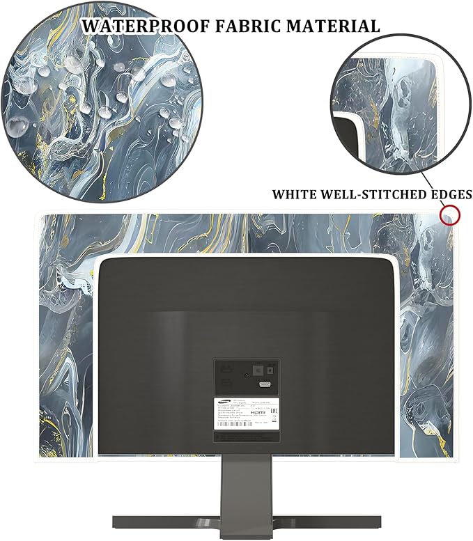 Baocicco Gray Gold Marble Waterproof 55 Inch TV Dust Cover Anti-Static Dustproof Protective Aesthetic Texture Screen TV Covers Full Body Cover for Television Screen Desktop PC LED LCD OLED