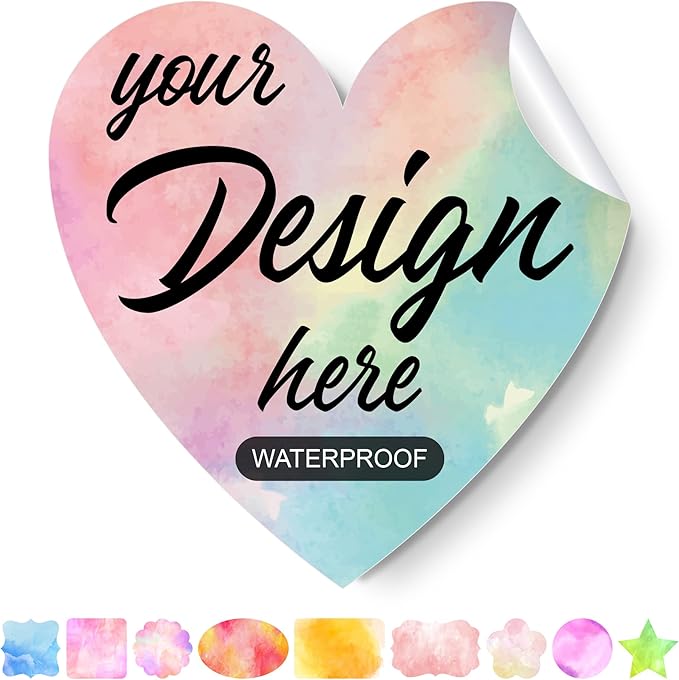 Custom Stickers Personalized Labels - Customized Stickers with Any Design Image Logo Text,Custom Stickers for Business Logo,Custom Thank You Label Stickers,100 Labels (Heart,4.5"x4.5")