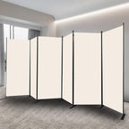 CHOSENM Room Divider, 6 Panel Folding Privacy Screens with Wider Support Feet, 6 Ft Portable Room Partition for Room Separator, 204" W X 71" H, Beige