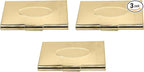 Stephanie Imports Set of 3 Slim & Minimalist Metal Business Card Holder Unisex Case (Gold Oval)