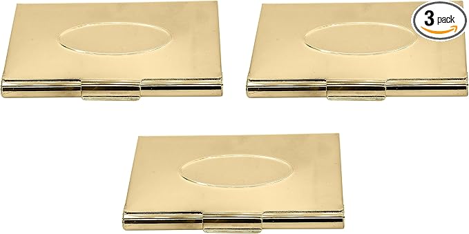 Stephanie Imports Set of 3 Slim & Minimalist Metal Business Card Holder Unisex Case (Gold Oval)
