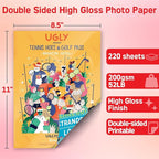 HARtwii 220 Sheets Double Side High Glossy Photo Paper 8.5x11 Inches 54lbs for Inkjet Printers and Dye Ink 200Gsm Suitable for Inkjet Printing Printer