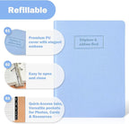 Reﬁllable Address Book with Alphabetical Tabs, Blue Hardcover Phone Book 648 Contact Book with 48 Passwords Combo Book, Large Prints, Easy for Seniors, Home Oﬃce, A5