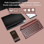 Adventurers Retro Typewriter-Style Mechanical Keyboard, 83 Keys, 75% Compact Layout, Bluetooth 5.0 and Wired, Hot-Swappable Blue Switch, White Backlit for Windows/Mac/iPad/PC/Laptop (Rosewood Red)