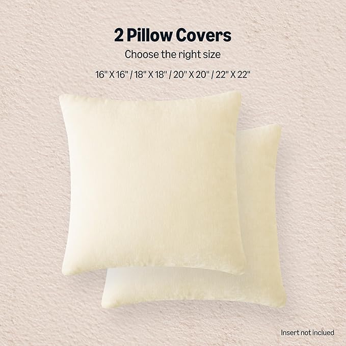 Amazon Basics Chenille Throw Pillow Covers, Home Decor Cushion Cover for Bedroom Living Room Couch Bed, 20" W × 20" L, Beige