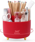 SKYDUE 360 Degree Rotating Desk Organizer, Dual-Purpose Pencil Pen Holder, Pen Organizer with 5 Slots, Pencil Cup for Office, School, Home