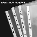 Sheet Protectors, HERKKA 500 Pack Upgrade Clear Plastic Page Protectors Sheet Reinforced 11-Hole Fit for 3 Ring Binder Fits Standard 8.5 x 11 Paper, 9.25 x 11.25 Top Loaded, Acid Free
