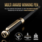 Scriveiner Luxury Fountain Pen - Stunning Black Lacquer Pen, Real Gold Finish, Schmidt Gilded Nib (Extra Fine), Converter, Best Pen Gift Set for Men & Women, Professional, Executive, Office, Nice Pens
