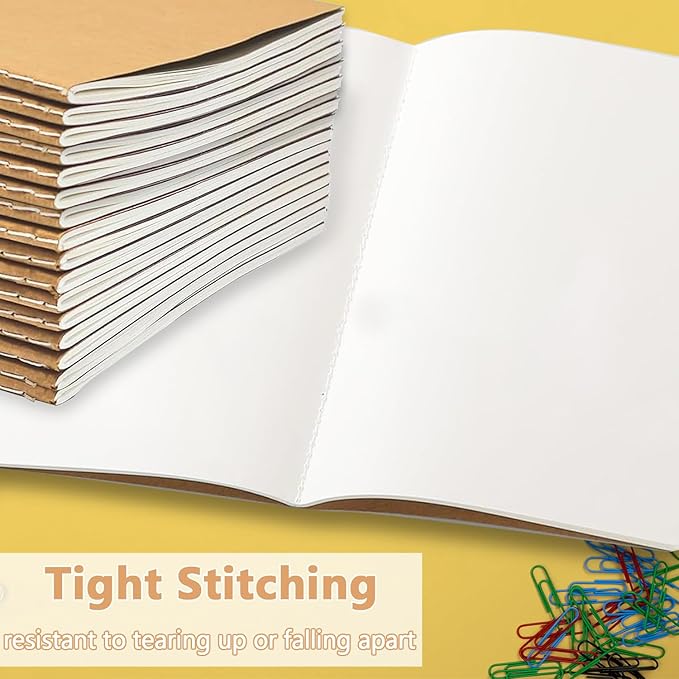 30 Pack Blank Kraft Notebook A5 Soft Cover Kraft Notebooks Journals Writing Diary Subject Notebooks 30 Sheets 60 Pages for Journaling, Travelers, School and Office