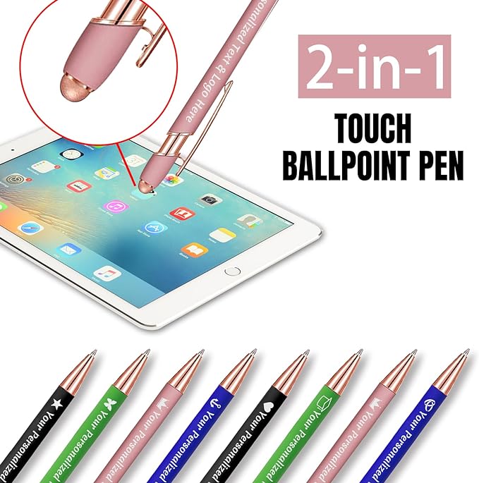 STREADVE 150 Personalized Custom Pens Engraved Writing Pen with Name Logo, Customized Promotional Items Stylus Pen Gifts for Women Realtor Reunion Wedding Business, Red