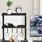 AUATRONNE Clamp-on Desk Shelf, 13 inch Above or Below Desk 2-Tier Shelving, Adjustable Metal Storage Tray for Gaming Devices or Office Desk Accessories and More, Black, Patent Pending