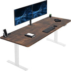 VIVO Large Electric 83 x 30 in Standing Desk, Memory Height Adjustment, 1B Series, Holds 220 lbs, Rustic Vintage Brown Top White Frame, DESK-KIT-1W8N