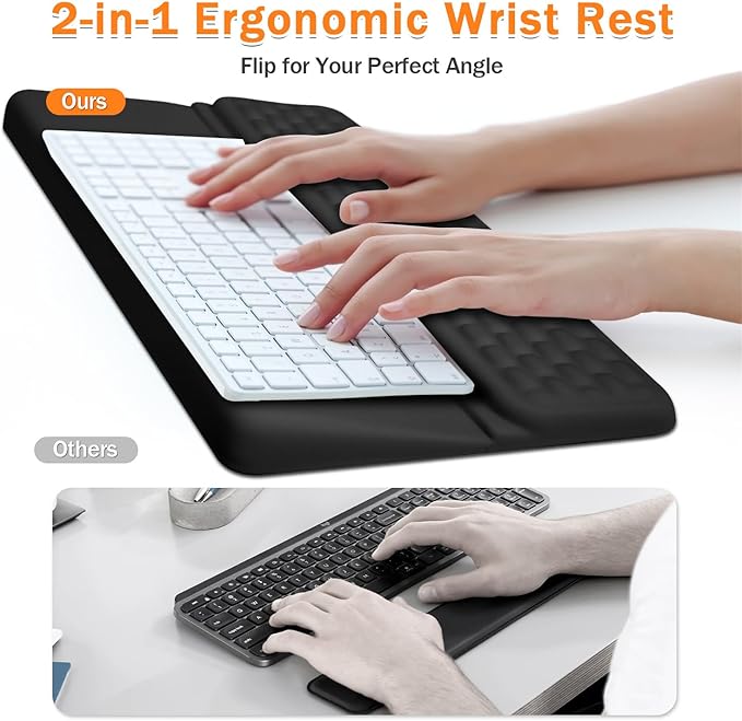 Ergonomic Keyboard Riser Holder Lifter Tray Computer Wrist Support Pad, Wrist Rest with Keyboard Stand with Wrist Pad,Soft Memory Foam Desk Cushion,Palm Hand Typing for Office Home School
