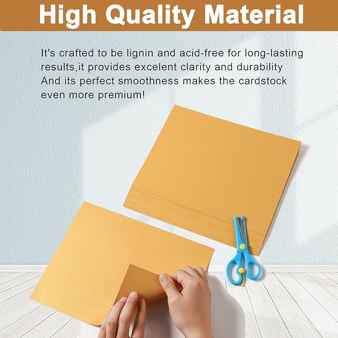 120 Sheets Gold Shimmer Cardstock 8.5 x 11 Metallic Paper, 250gsm/92lb Thick Paper Card Stock for Birthday Decorations, DIY Cards Making, Greeting Cards, Wedding Invitations, School Crafting