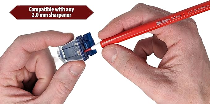 June Gold 36 Red (Cherry #101) Colored 2.0 mm Lead Refills, Bold Thickness for Heavy Use, Break Resistant with a Convenient Dispenser