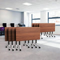 Goakwwuz Conference Room Table, Folding Conference Tables,Thicken Grey Tabletop,Flip Top Wooden Seminar Meeting Room Table for Conference Room Offices (8, Walnut, 55.1”)