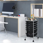RELAX4LIFE 6-Drawer Rolling Storage Cart - Classroom Organization on Wheels w/Removable Plastic Drawers, Mobile Art Craft Cart for School Paper Home Office, Utility Cart with Drawers (Black)