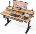 FiCiHi Adjustable Height Standing Desk with 4 Drawers,55 x 30 inches Electric Sit Stand Home Office Desk with Two Tiers, 3 Memory Presets, Monitor Stand Riser, USB A/C Charging Port