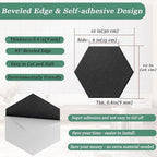 Hexagonal Acoustic Panels-12 Pack High-Density Sound Absorbing Panels 12"X10"X0.4" for Enhanced Noise Reduction, DIY Design, Idea for Studios, Offices, and Home Theaters(Black)