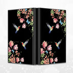 BWEGRHE Slim Credit Card Holder, Hummingbird Floral Sakura RFID Blocking Metal Wallet for Men & Women, Aluminum Minimalist Hard Case Pocket-Sized Business Cards Organizer (Fits Up to 10 Cards)