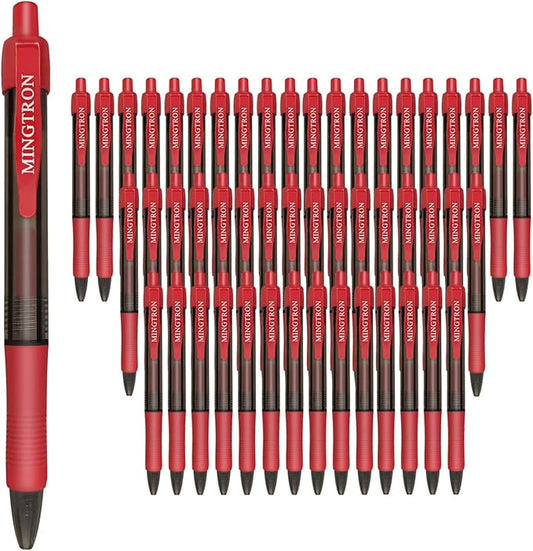 50 Pack Retractable Gel Ink Rollerball Pen, Ink Pen, Red Pen, Pen Set, Ball Pen, Bulk Pens, Journal Notebook Writing Office Supplies Pens, School Supplies, Extra Fine, 0.5MM, Red Ink
