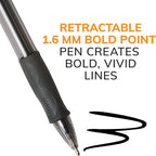 BIC Glide Bold Black Ballpoint Pens, Bold Point (1.6mm), 12-Count Pack, Retractable Ballpoint Pens With Comfortable Full Grip