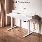 Kingant 48 x 24 Inch Electric Standing Desk with Dual Drawers, Height Adjustable Sit to Stand Computer Desk with Storage Shelf and C-Clamp Mount Compatibility for Home Office, White