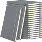 Honoson 20 Pack Lined Journal Notebooks A5 Hardcover Executive Notebook 5.5" x 8.3" PU Leather Wide Ruled Journals Bulk with Elastic Band for Home Business Office School Supplies(Gray)