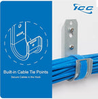 ICC 1-5/16"-Inch Wall Mount J-Hook – 25-Pack, Cable Support Hooks Without Retainer Clips, Galvanized Steel with Zinc Finish – for Structured Cabling and Cable Management