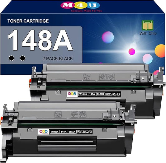 148A Black Toner Cartridges Compatible 148A W1480A 148X W1480X(with Chip) for Pro 4001dw 4001dn 4001n MFP 4101fdw 4101fdn Printer(2 Pack)