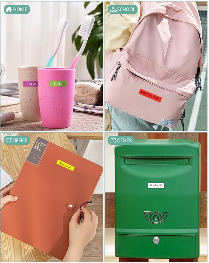 6-Pack 12mm 0.47" Multi-Color Label Tape Compatible for Brother Tze431 Tze531 Tze631 Tze MQG35 MQP35 P Touch Tze Tz Tape 12mm 0.47" Laminated White for PTH110 PTD220 PTD210 PTD400 PTD610BT